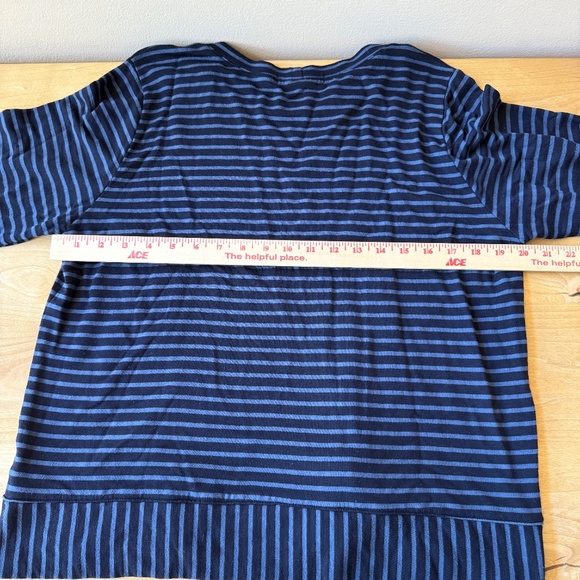 CUT LOOSE STRIPED LONG SLEEVE KNIT FLEECE TOP RELAXED COZY CASUAL EVERYDAY M - Picture 9 of 12